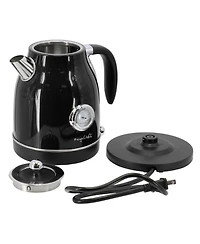 MegaChef 1.8 Quart Electric Tea Kettle and 2 Slice Toaster Combo in Black