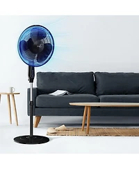 Vie Air 16 Inch 3 Speed Oscillating Stand Fan with Remote Control White