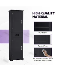 Casainc Tall Bathroom Storage Cabinet, Freestanding with Two Doors and Adjustable Shelves