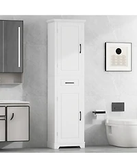 Casainc Tall Bathroom Storage Cabinet, Freestanding with Two Doors and Adjustable Shelves