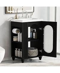 Casainc 20" Bathroom Vanity with Sink, Cabinet with Two-Tier and Adjustable Shelf, Solid Wood and Mdf