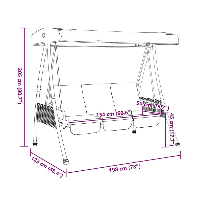 vidaXL Garden Swing Bench Coffee Brown