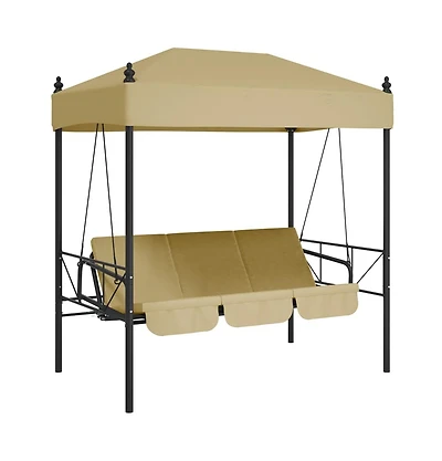 Garden Swing Bench Sand Powder-coated steel, Polyester Standard