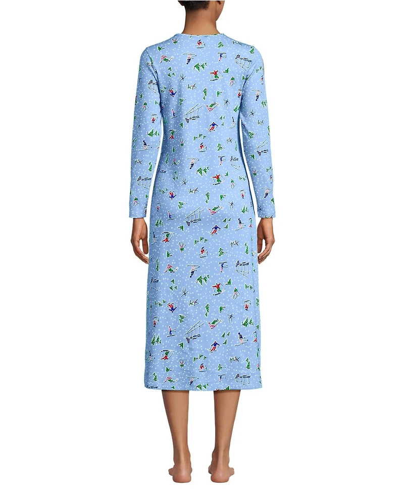 Lands' End Women's Cotton Long Sleeve Midcalf Nightgown