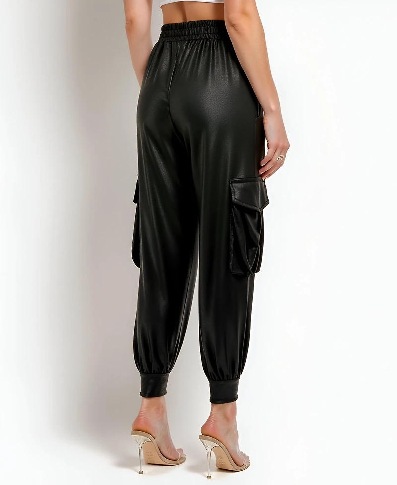 Modenaire Women's Faux Leather Jogger Pants