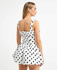 Modenaire Women's Polka Dot Corset Bodice Flared Mini Dress