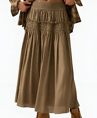 Modenaire Women's Smocked Tiered Ruffle-Trim Maxi Skirt