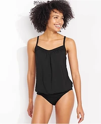 Lands' End Women's Blouson Tummy Hiding Tankini Swimsuit Top Adjustable Straps