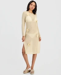 Miken Juniors' Crochet Tie-Back Midi Cover-Up Dress, Macy's Exclusive