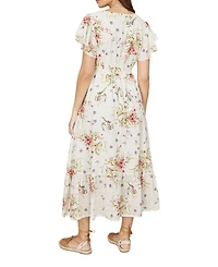 Yumi Women's Floral Broderie Anglaise Wrap Midi Dress