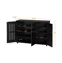 Louvered Door 4-Tier Shoe Storage Cabinet Closed Shoes Rack
