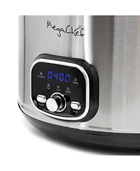 MegaChef 5.6Liter + 2.5 Liter Split Stainless Steel Electric Slow Cooker in SIlver
