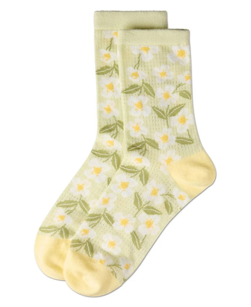MeMoi Women's Daisy Pointelle Crew Socks