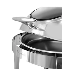 MegaChef 6.3 Quart Round Stainless Steel Dome Roll Top Professional Chafing Dish/Food Warmer/Buffet Server Serving Dish with Windown