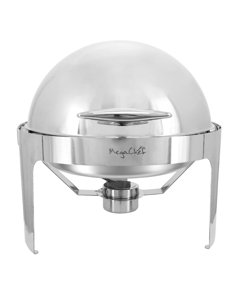 MegaChef 6.3 Quart Round Stainless Steel Dome Roll Top Professional Chafing Dish/Food Warmer/Buffet Server Serving Dish