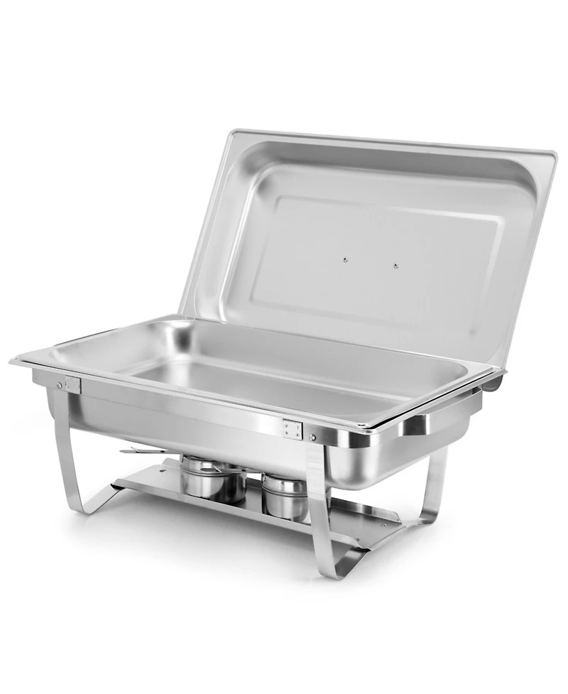 MegaChef 9.5 Quart Foldable Stainless Steel Professional Chafing Dish/Food Warmer/Buffet Server Serving Trays, Set of 2