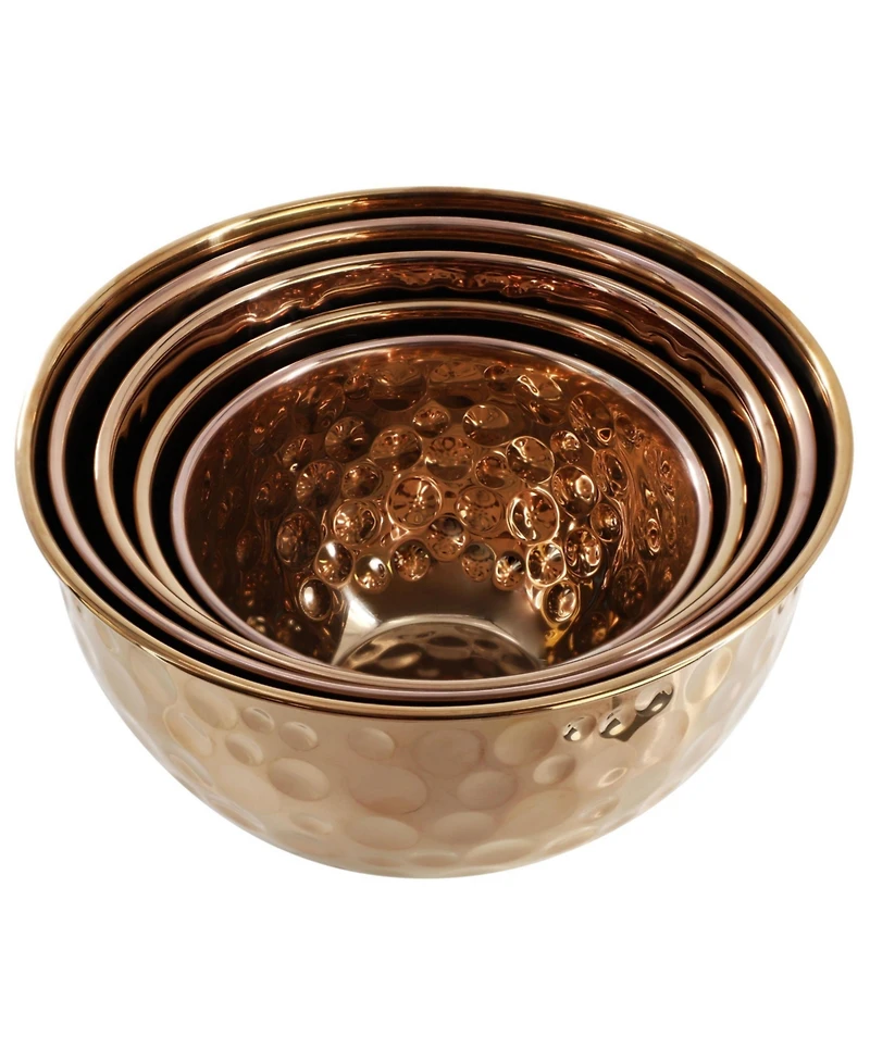 MegaChef Hammered Bubble Texture 5 Piece Stainless Steel Serving Bowl Set in Copper