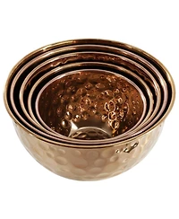 MegaChef Hammered Bubble Texture 5 Piece Stainless Steel Serving Bowl Set in Copper