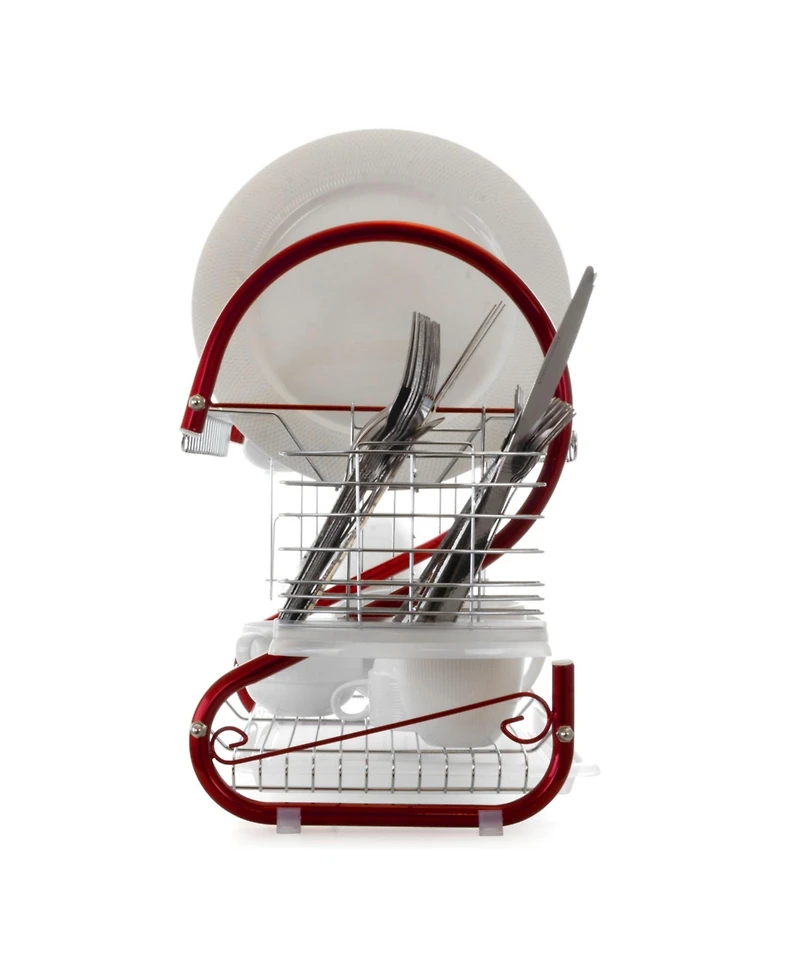 MegaChef 16 Inch Two Shelf Iron Wire Dish Rack in