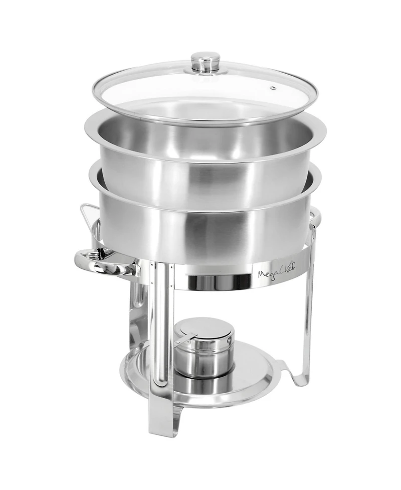 MegaChef 7.9 Quart Round Stainless Steel Professional Chafing Dish/Food Warmer/Buffet Server Serving Trays