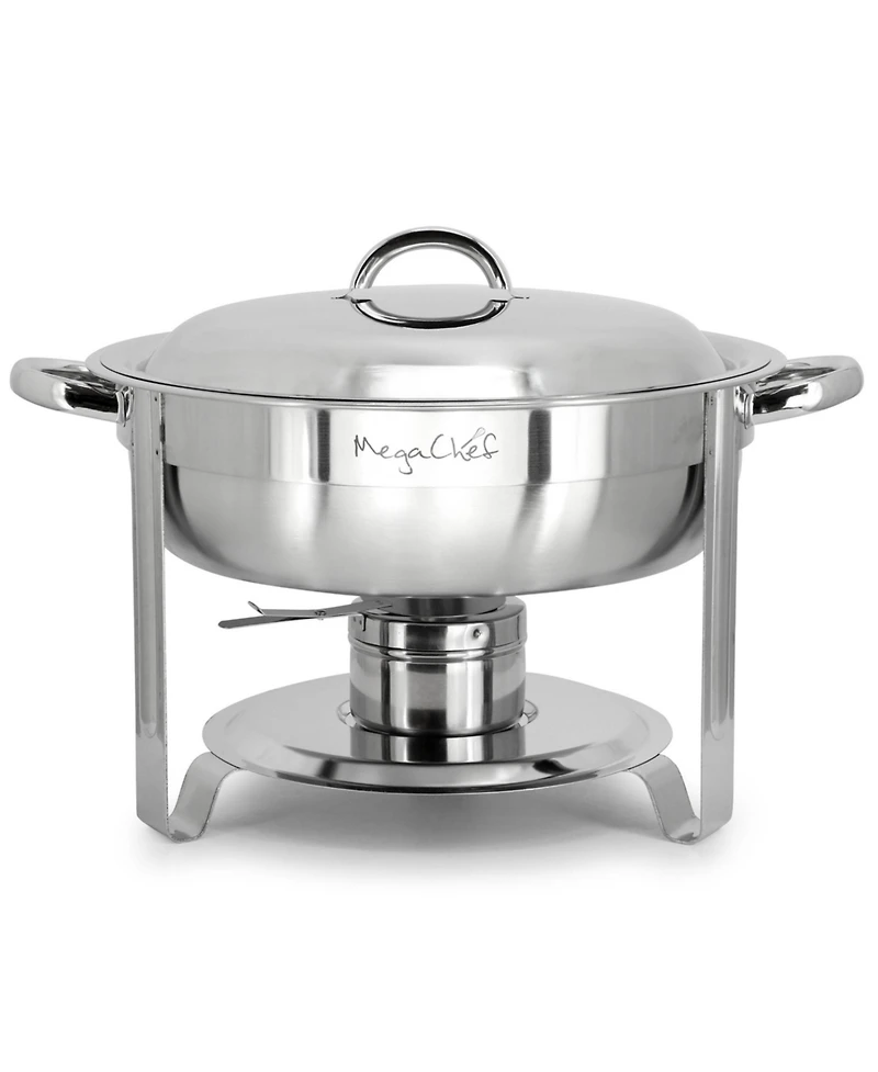MegaChef 5.3 Quart Round Stainless Steel Professional Chafing Dish/Food Warmer/Buffet Server Serving Trays