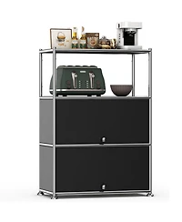 Mega Casa 3-Tier Storage Cabinet Metal Shelving Unit – Multi-Functional Kitchen Organizer, White