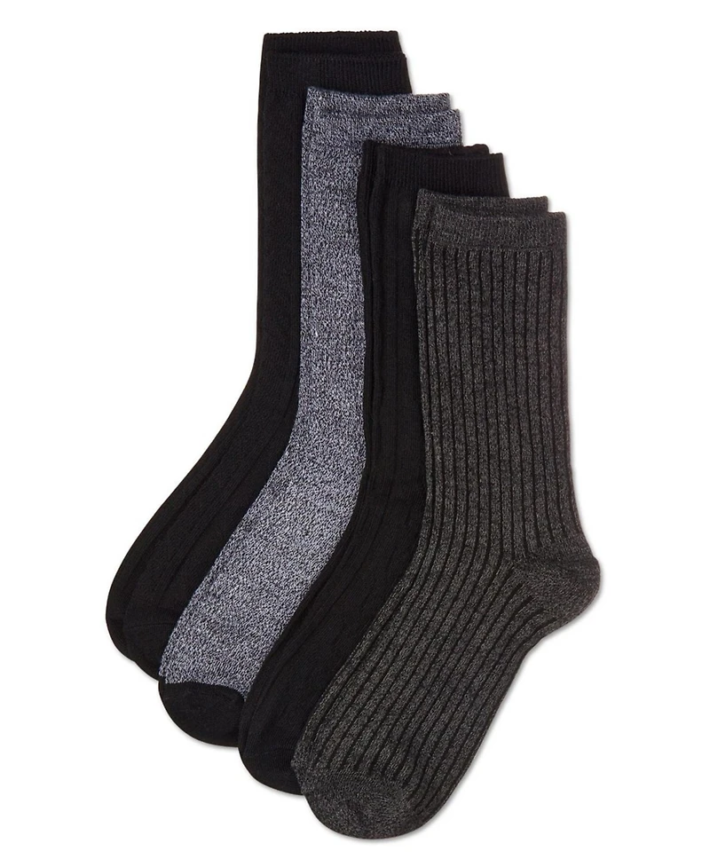 MeMoi Women's 4 Pair Pack Textured Buttersoft Crew Socks