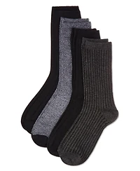 MeMoi Women's 4 Pair Pack Textured Buttersoft Crew Socks