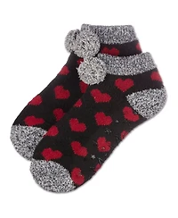 MeMoi Women's Color Hearts Buttersoft Plush Lined Low Cut Socks
