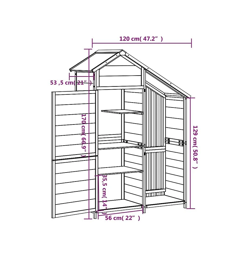 Garden Tool Shed Brown Solid pine wood, Plywood Medium
