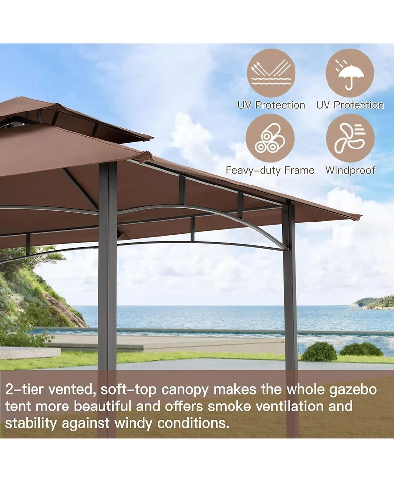 Aecojoy Grill Gazebo 8'x5'Outdoor Patio Backyard Bbq Grill Shelter
