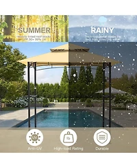Aecojoy Grill Gazebo 8'x5'Outdoor Patio Backyard Bbq Shelter