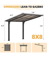 Aecojoy 8' x 8' Gazebo for Patio, Freestanding Lean to Hard Top Gazebo Carport Shelter