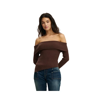 Cotton On Women's Asym Rib Off Shoulder Knit