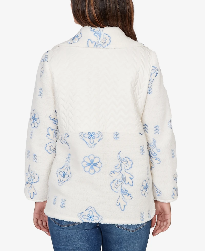 Ruby Rd. Petite Embroidered Quilted Shearling Jacket