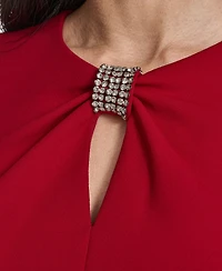 Jessica Howard Petite Jewel Neck Rhinestone Trim Sheath Dress