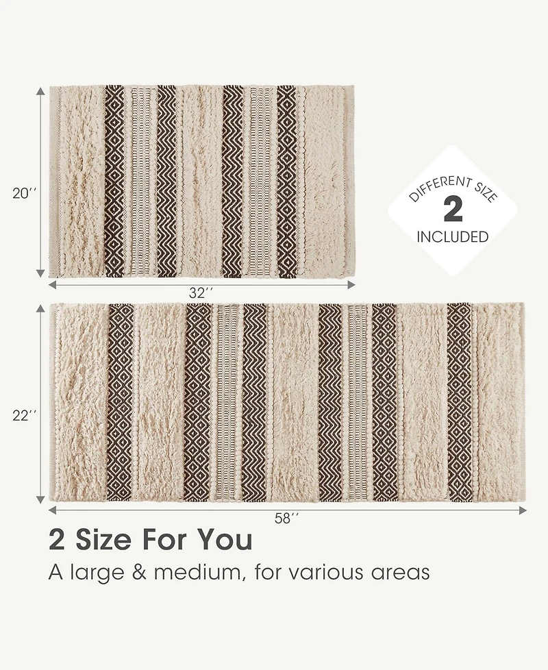 Ink+Ivy Asher Woven Texture Stripe Bath Rug, 22" x 58"
