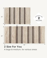 Ink+Ivy Asher Woven Texture Stripe Bath Rug, 22" x 58"