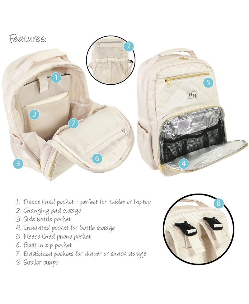 Hudson Baby Unisex High-Quality Diaper Backpack with Detachable Changing Pad