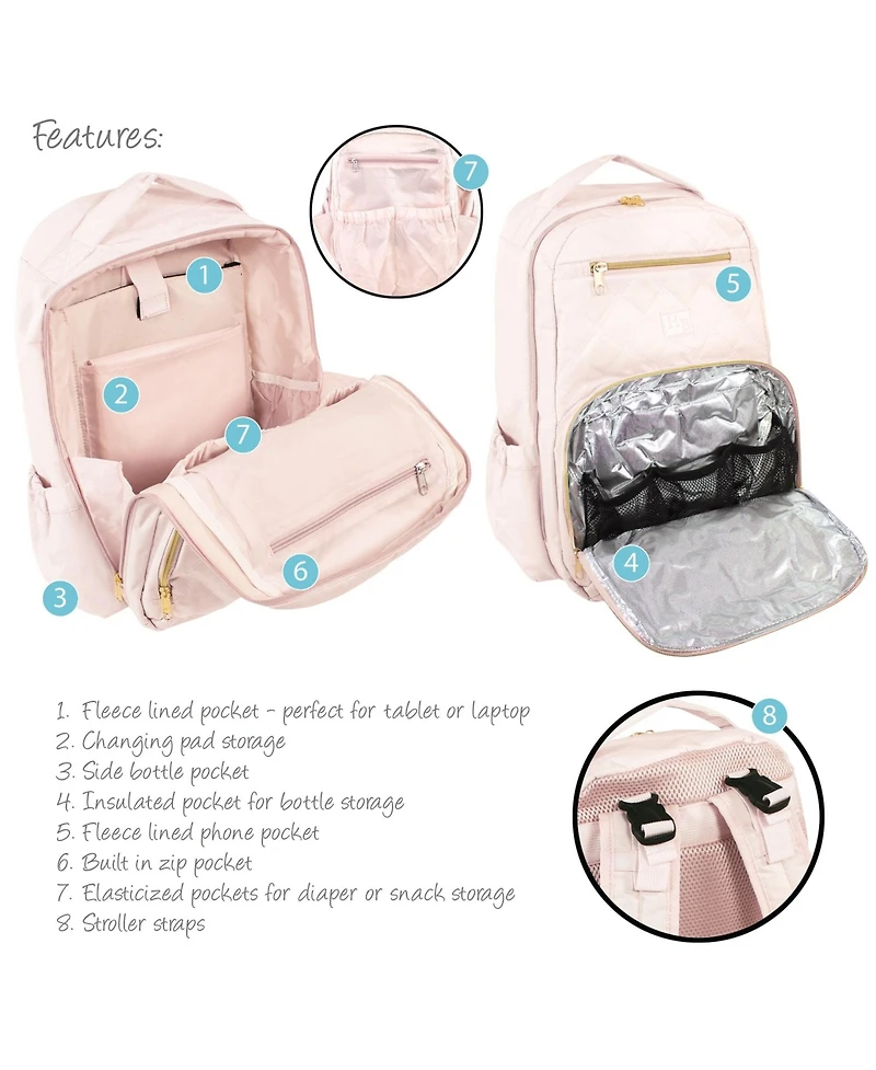 Hudson Baby Girls Premium Diaper Bag Backpack and Changing Pad