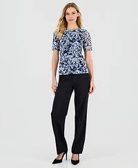 Anne Klein Women's Short-Sleeve Printed Mesh T-Shirt