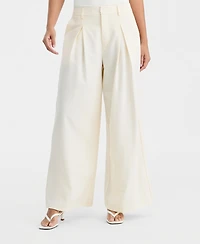 Bar Iii Women's High-Rise Pleat-Front Wide-Leg Pants, Macy's Exclusive