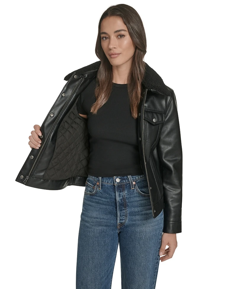 Levi's Women's Regular Faux Leather Trucker Jacket