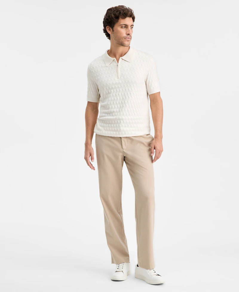 Alfani Men's Short-Sleeve Diamond Zip Polo Sweater, Macy's Exclusive