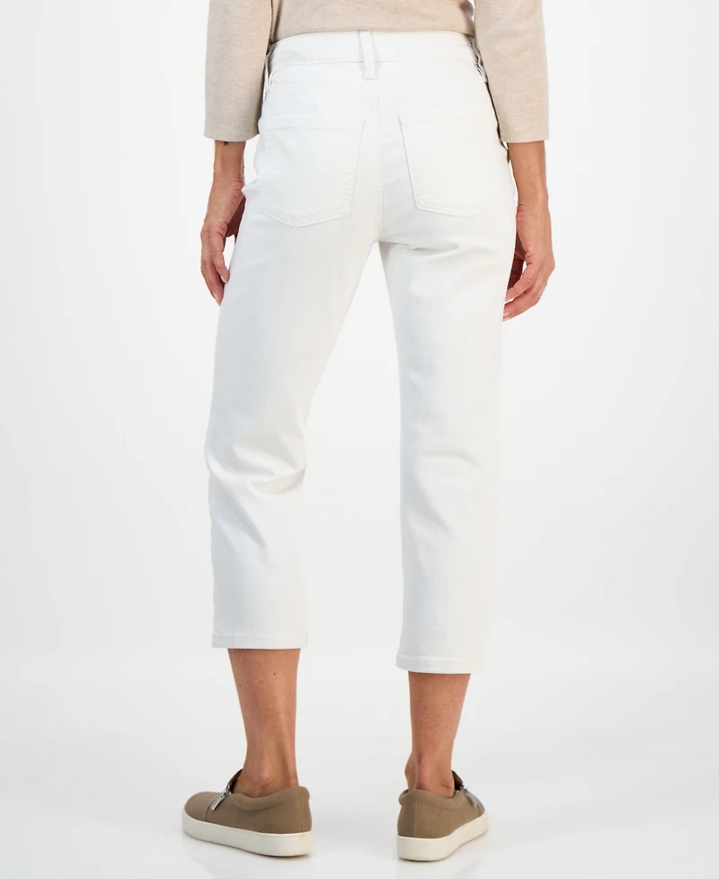 Style & Co Petite Embroidered Cuff High Rise Capri Jeans, Macy's Exclusive