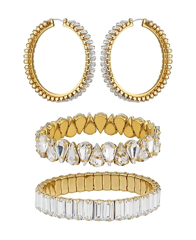 Guess 2-Pc. Glass Stone Gold-Tone Hoop Earrings and Bracelet Gift Set