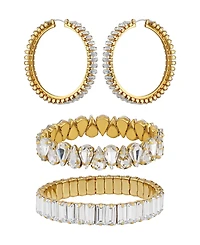 Guess 2-Pc. Glass Stone Gold-Tone Hoop Earrings and Bracelet Gift Set