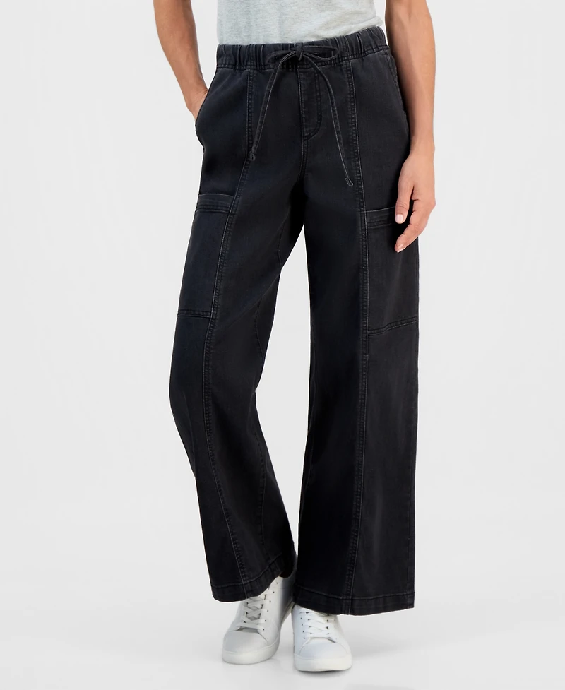 Style & Co Petite Wide-Leg Utility Jeans