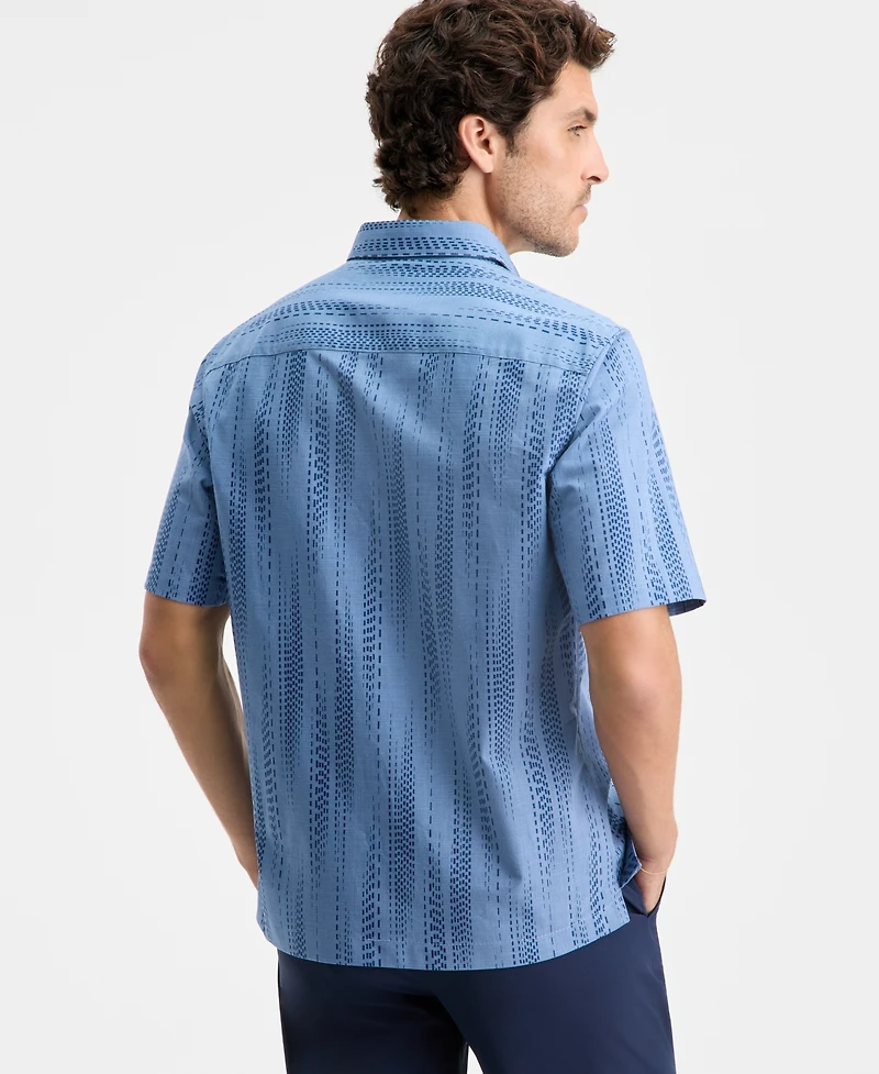 Alfani Men's Dashed Lines Printed Short-Sleeve Button Shirt, Macy's Exclusive