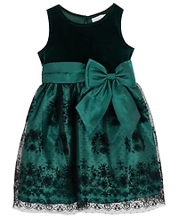 Rare Editions Girls 2T-6X Bow Applique Border Mesh Dress